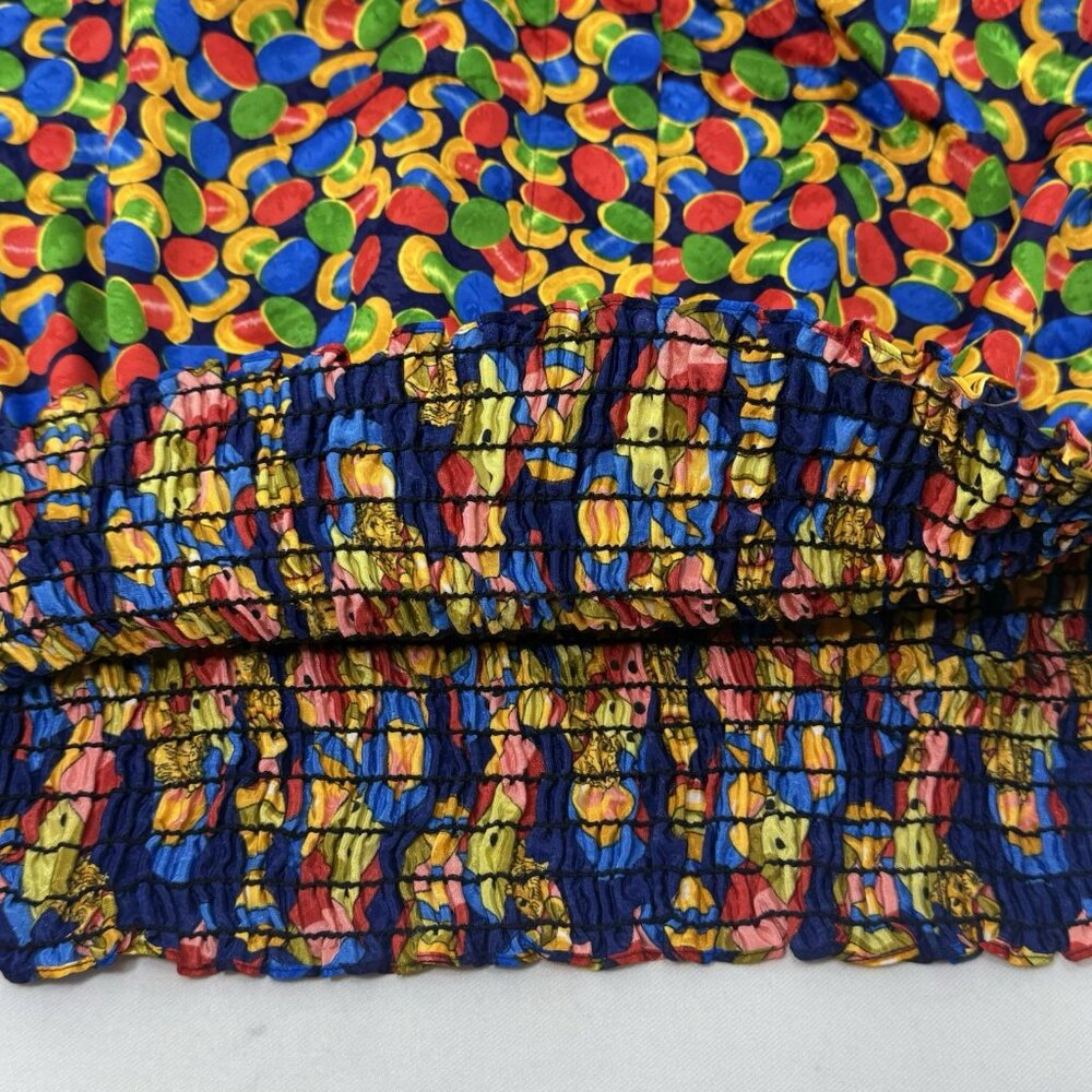Vintage Montage Mosaic Blouse Top Skirt Set Matching Size M Retro Spool All Over - Picture 11 of 12